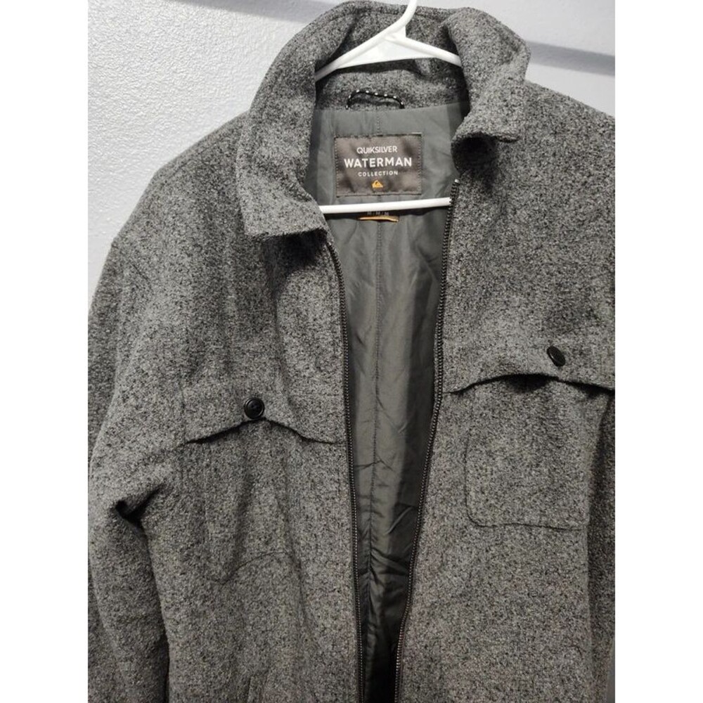 Quiksilver Waterman Men's M Full Zip Fleece Jacket Charcoal Gray Excellent